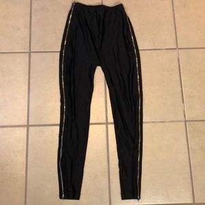 American Apparel Size Medium shiny Black Zip Up Side Nylon Legging/Pants